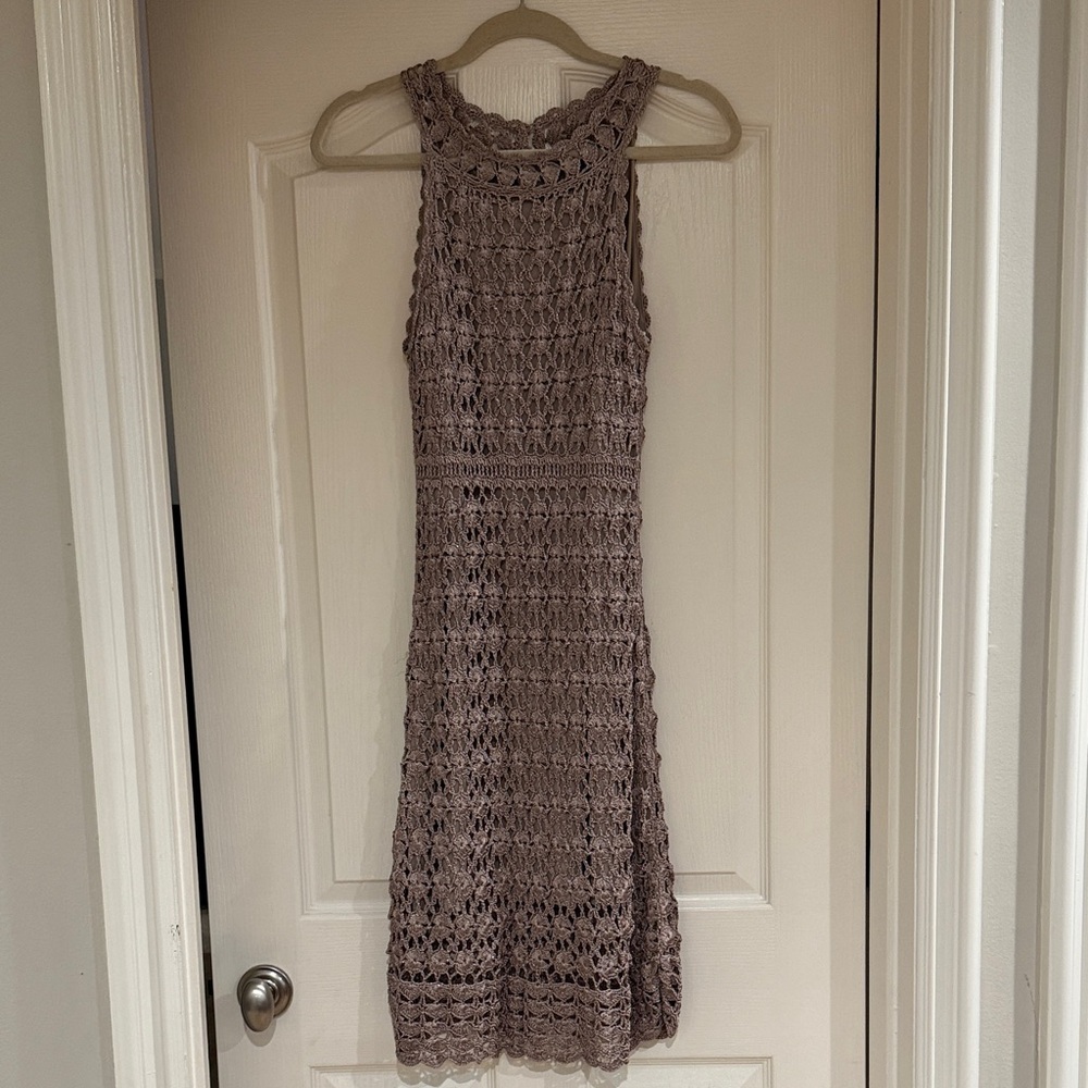 INC International Concepts Crochet Knit Dress in Brown